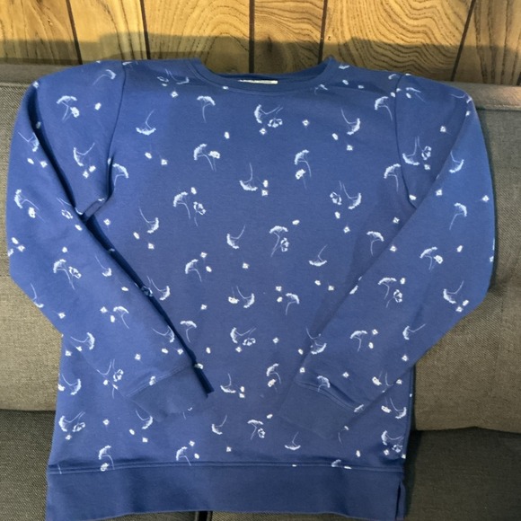 Lands' End Tops - Vtg Lands End Serious Sweats Womens Crewneck Dandelion Blue Sweatshirt Sz XS